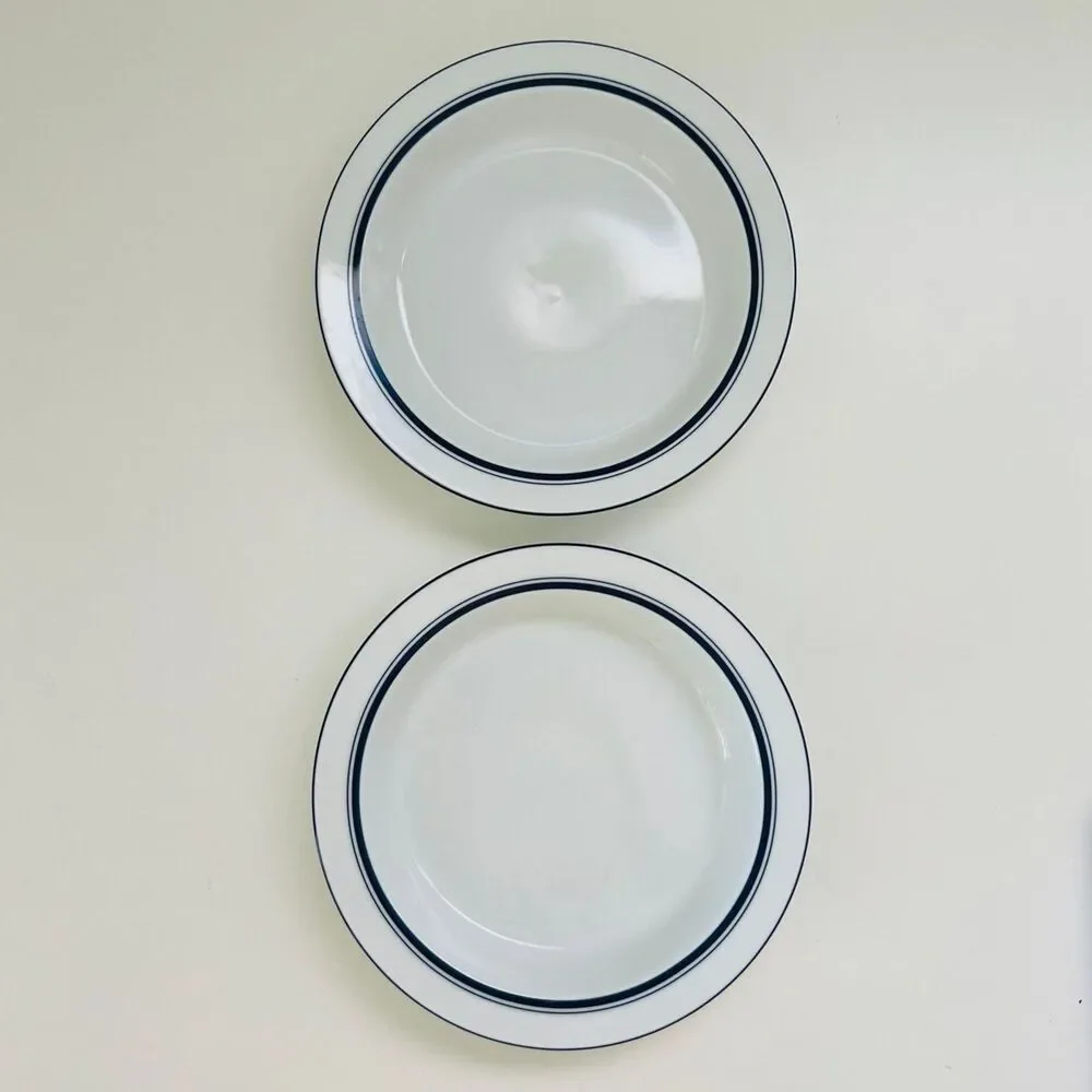 DANSK Bistro Christianshavn Blue Rimmed Soup Bowls, Set of 2
